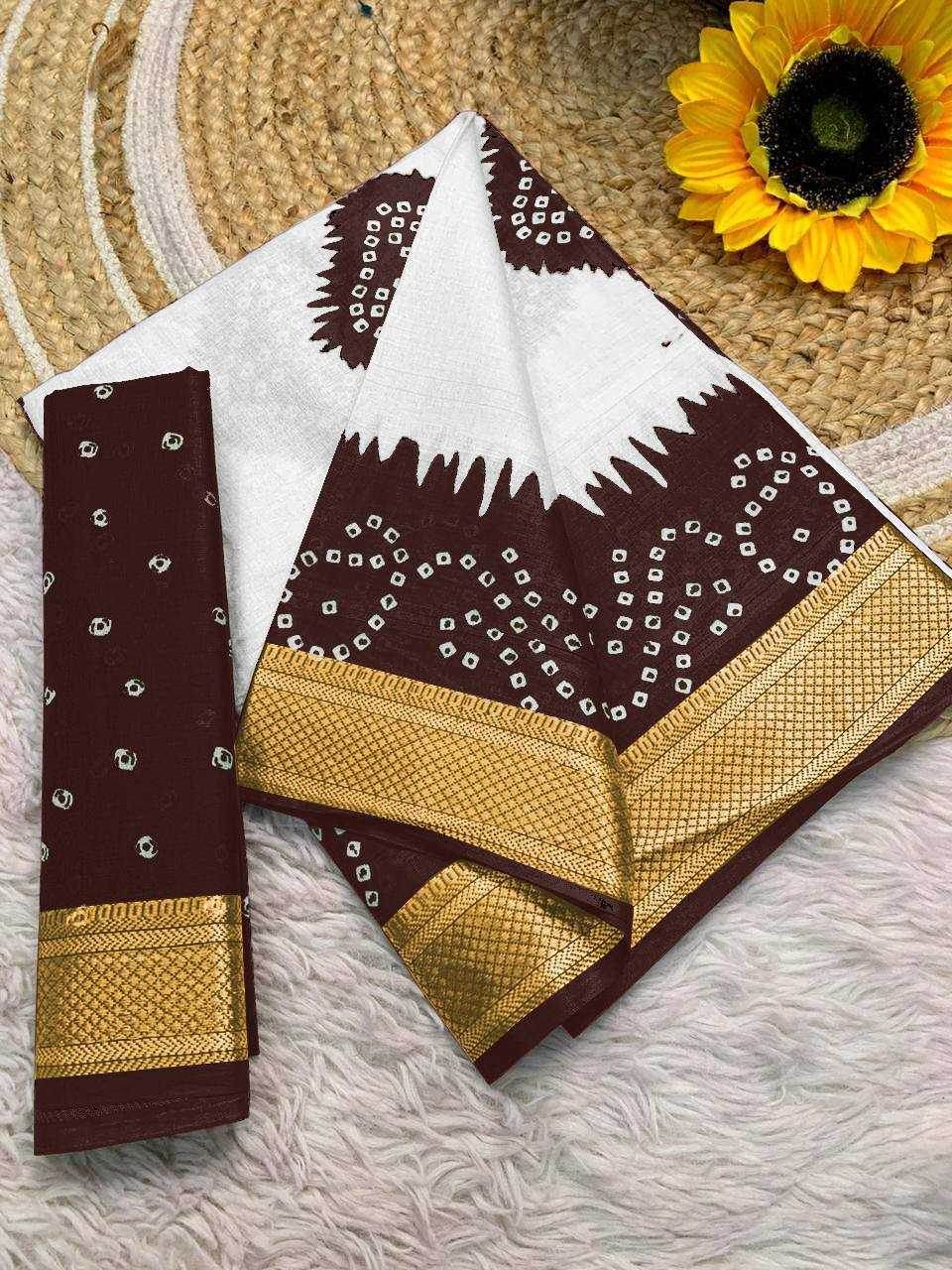 Bandhani Printed Cotton Sarees - MYLUXURY LANE ENTERPRISE